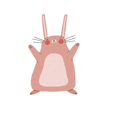 Sevimli komik tavşan karakteri. Mutlu Paskalya tavşanları. Çizgi film vektör illüstrasyonu