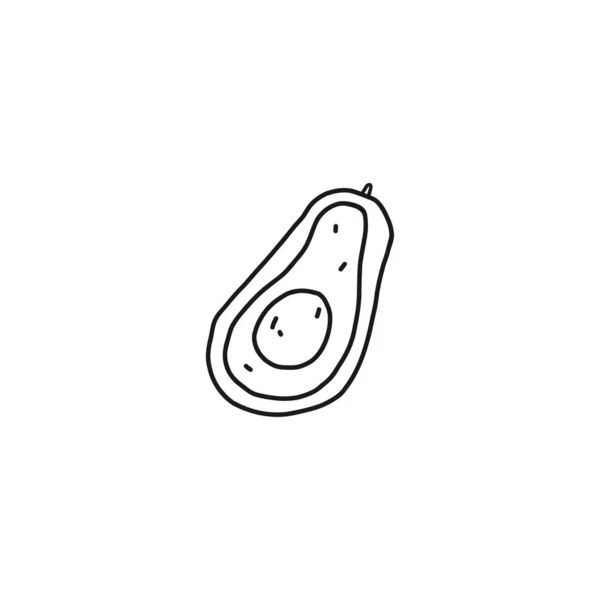 Avocado Outline Icon Fruit Healthy Nutrition Organic Food Hand Drawn — Stock Vector