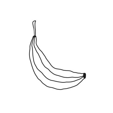 Banana outline icon. Fruit, healthy nutrition, organic food. Hand drawn line vector illustration