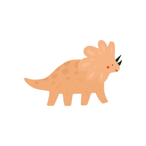 Lindo Dinosaurio Triceratops Divertido Personaje Dino Dibujos Animados Vectoriales Ilustración — Vector de stock