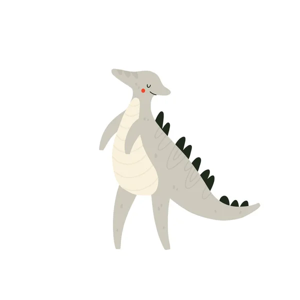 Lindo Dinosaurio Parasaurolophus Divertido Personaje Dino Dibujos Animados Vectoriales Ilustración — Archivo Imágenes Vectoriales