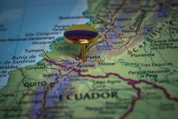 San Juan Pasto Mapa Con Bandera Colombia — Foto de Stock