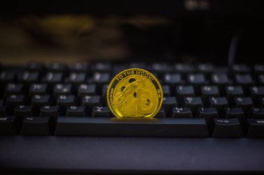 Klavyede bir Altın Dogecoin madeni parası