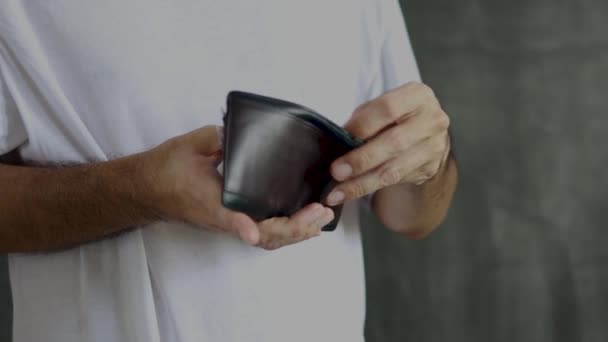 Man Looking Money Wallet — Stock Video