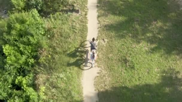 Een Jong Getrouwd Stel Een Man Een Vrouw Rijden Samen — Stockvideo