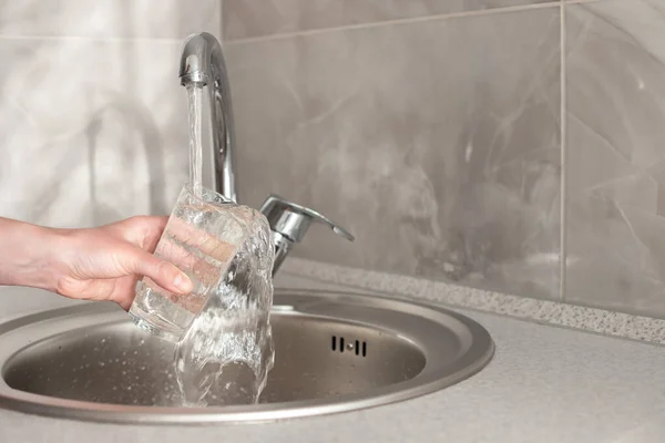 Collect Clean Running Water Tap Glass — 스톡 사진
