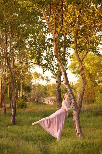 Uma Dançarina Feminina Danças Natureza Aulas Dança — Fotografia de Stock