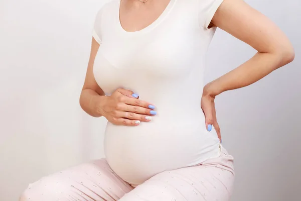 Pregnant Woman Back Pain Last Trimester Pregnancy Pregnancy Health Concept — Stok Foto
