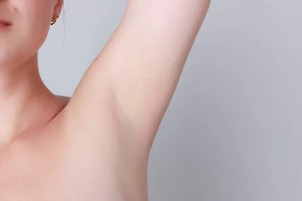 Close Women Armpit Image Compare Treatment Skin Care Beauty Concept — Stockfoto
