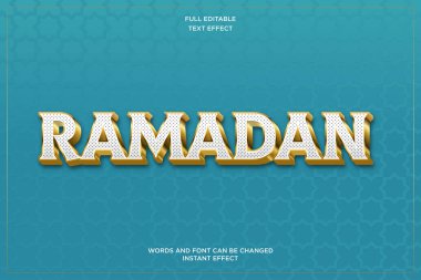 Ramazan Kareem 3d Düzenlenebilir Metin Efekti. İslami Ramdan iftar Mübarek 'in 3d Metin Efekti