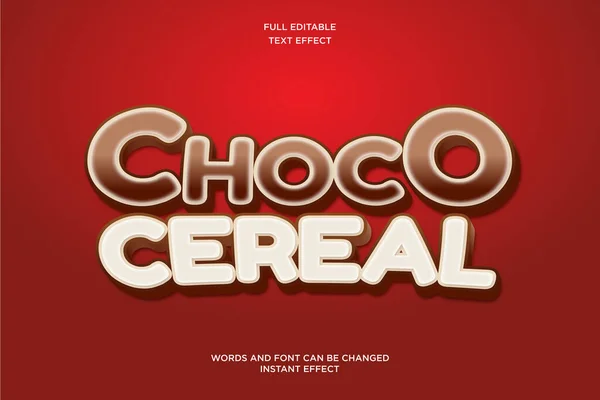 Choco Cereal Editable Text Effect Dulce Comida Bebida Texto — Vector de stock