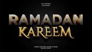Altın stil premium vektörleriyle Ramazan kareem 3d metin efekti