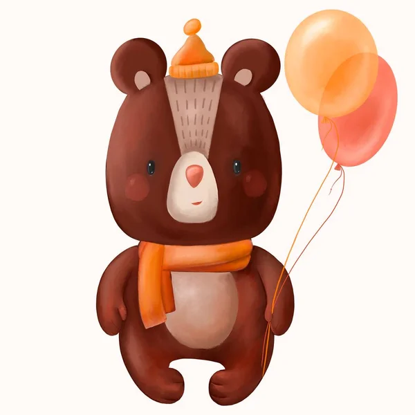 Cute bear, teddy bear with balloons — Stock Photo, Image