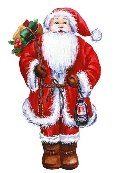 Babbo Natale per il giorno di Natale con illustrazione ad acquerello — Foto Stock