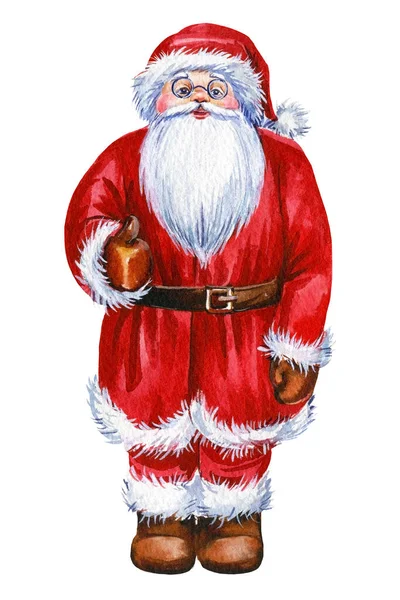 Santa Claus pro vánoční den s akvarelem ilustrace — Stock fotografie