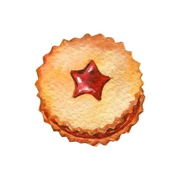 Boże Narodzenie ciasteczka, słodycze akwarela rysunek — Zdjęcie stockowe