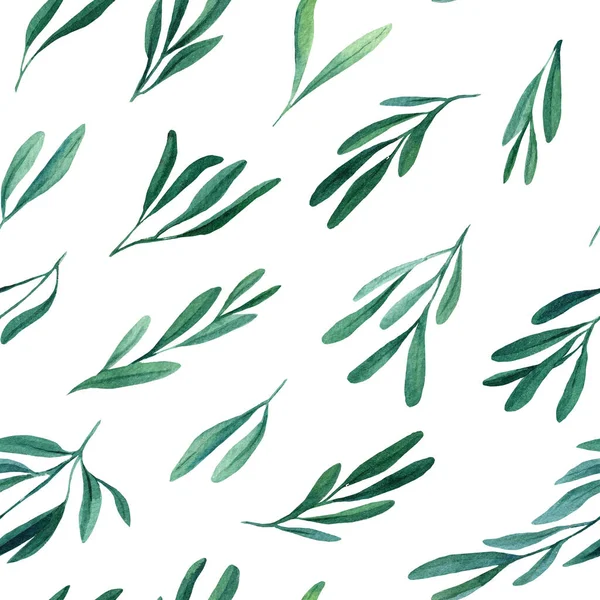 Jemioła bez szwu wzór, Zimowe wakacje tło, papier cyfrowy, zielone liście — Zdjęcie stockowe
