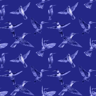 Mavi sinekkuşu, menekşe kuşları suluboya resimleme kusursuz desen