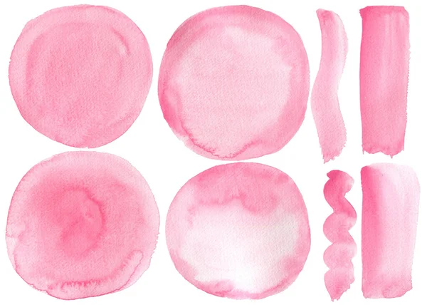 Cirkel isolerad på vit, akvarell handritning, mjuk rosa akvarell splotch — Stockfoto