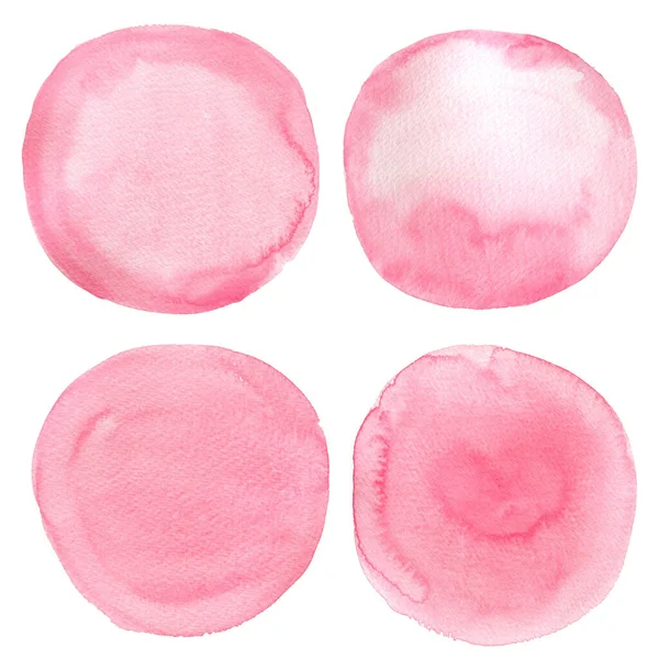Cirkel isolerad på vit, akvarell handritning, rosa fläck — Stockfoto