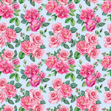 Suluboya desensiz çiçek gülleri. Çiçek tasarımı 