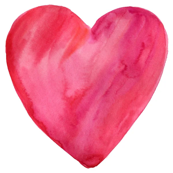 Coração aquarela sobre um fundo branco. Dia dos namorados, amor — Fotografia de Stock