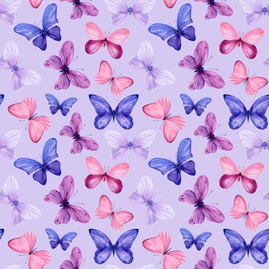 Kusursuz desenler. Issız bir arkaplanda suluboya kelebekler. 