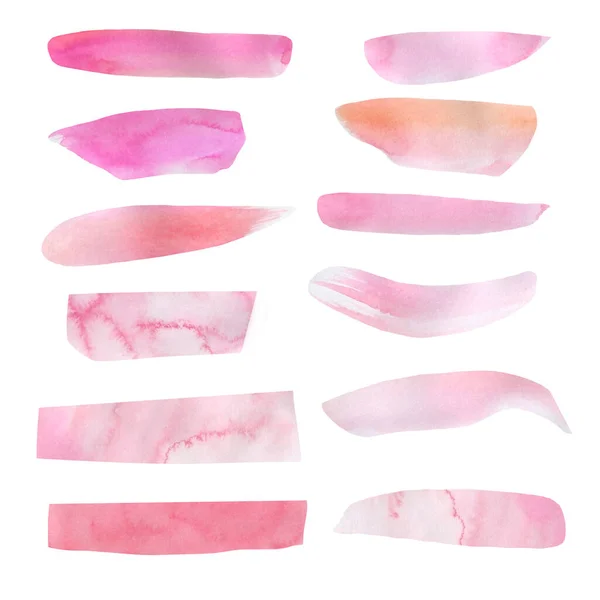 Akvarell illustration av färg borstar för design. Rosa abstrakt borste Grunge Design element. — Stockfoto