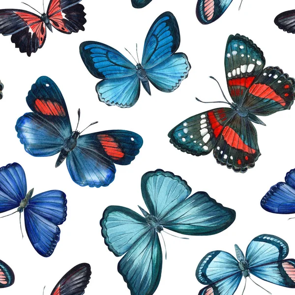 Watercolor Tropical butterfly. Seamless pattern. Design for fashion, fabric, textile — Φωτογραφία Αρχείου