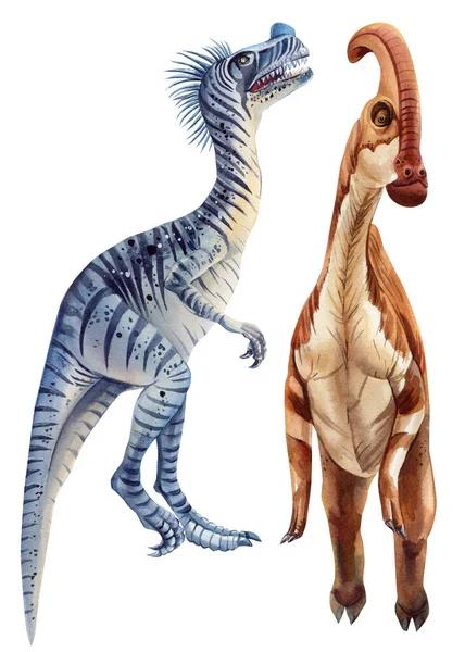 Dinossauro Realista De Aquarela Isolado Em Fundo Branco