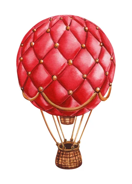 Aquarel Rode Ballon Geïsoleerd Witte Achtergrond Element Voor Ontwerp Hoge — Stockfoto