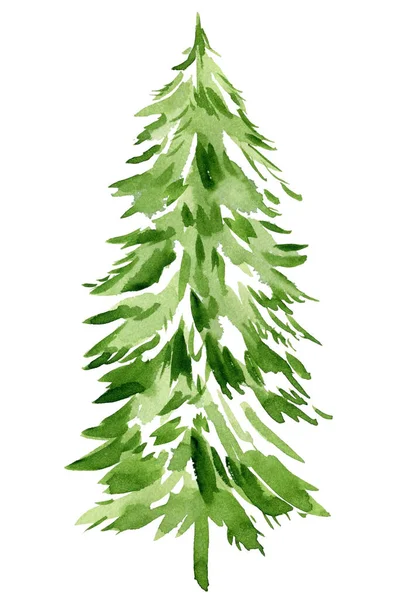 水彩画圣诞树 现代设计 印刷材料 邀请函 高质量的例证 — 图库照片