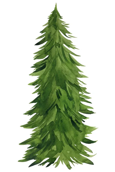 Árvore Natal Aquarela Isolada Fundo Branco Ilustração Alta Qualidade — Fotografia de Stock
