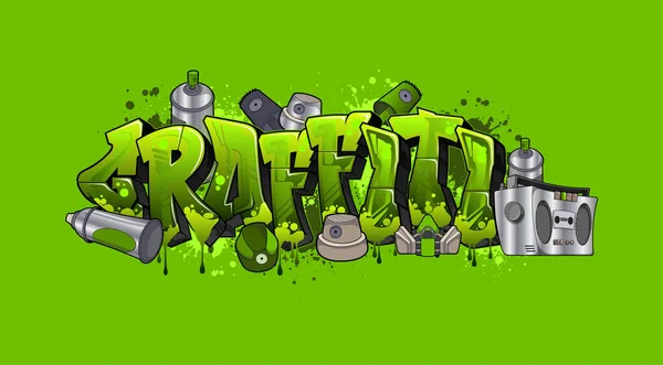 Logotype Graffiti Slime Street Art avec Boombox — Image vectorielle
