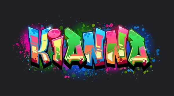 Een coole originele Wildstyle Graffiti Name Design - Kianna — Stockvector