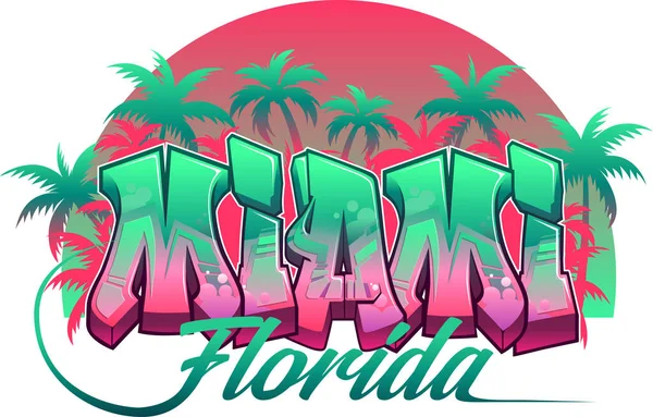 Un genial diseño genuino de graffiti al estilo salvaje - Miami — Vector de stock