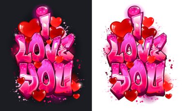 A cool name design in genuine wildstyle graffiti art style. I love you...Valentines or just a general spread of love. clipart