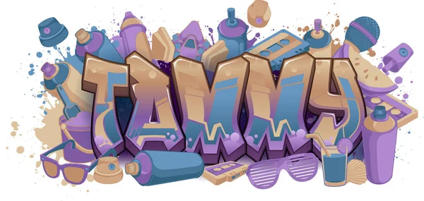 Tammy Cool Graffiti Art Design Con Vibraciones Del Vibrante Estilo — Vector de stock