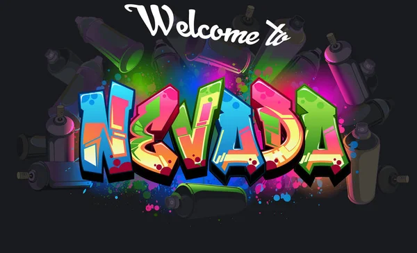 Graffiti Vector Design Bienvenue Dans État Nevada Chaque Objet Est — Image vectorielle