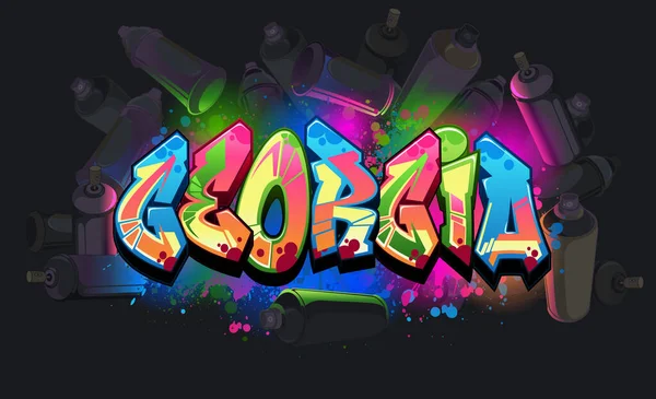 Graffiti Vektör Tasarımı Gürcistan Eyaletine Hoşgeldiniz Her Nesne Gruplandırılır Böylece — Stok Vektör