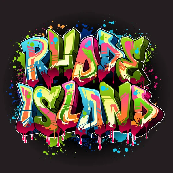 Graffiti Vector Design Welcome Rhode Island Ocean State — Archivo Imágenes Vectoriales