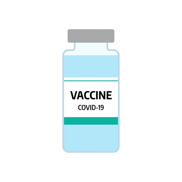 Covid Injectieflacon Met Coronavirus Vaccin Geïsoleerd Witte Achtergrond Vectorillustratie — Stockvector