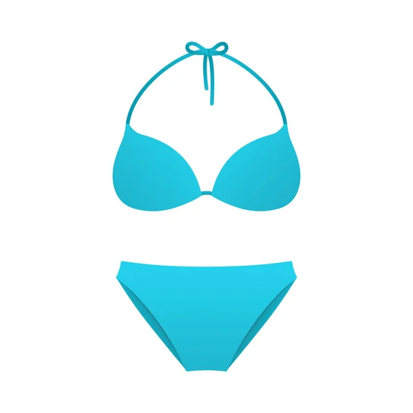 Mavi bikini. Mayo. Kadınlar üst ve alt mayo giyer. Beyaz arka planda izole edilmiş. Vektör illüstrasyonu.