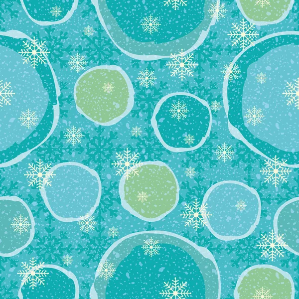 Абстрактный Зимний Бесшовный Векторный Рисунок Снежными Шарами Оттенках Синего Падающими — стоковый вектор