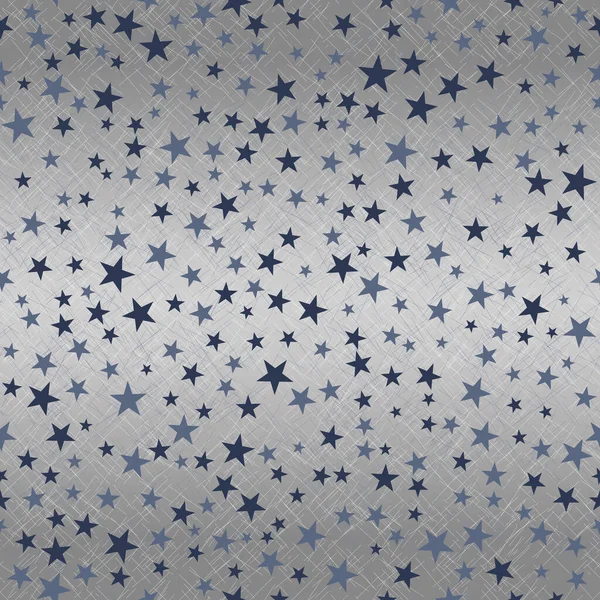 Blue Falling Stars Scratched Silver Background Seamless Pattern Seasonal Vector — Stock Vector