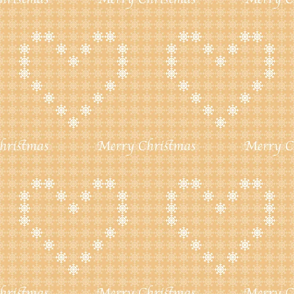 单色圣诞无缝矢量图案 心和快乐的圣诞愿望在柔和的橙色和白色 适用于冬季背景 包装纸 海报和贺卡 — 图库矢量图片