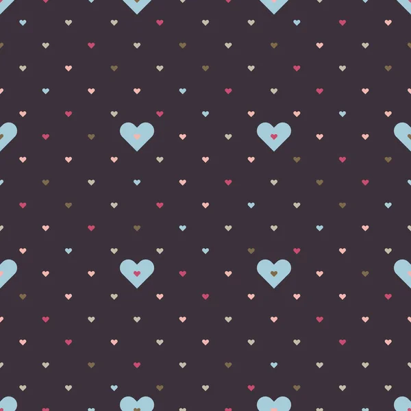 Colourful Little Heart Confetti Dark Violet Background Seamless Vector Pattern — Stock Vector