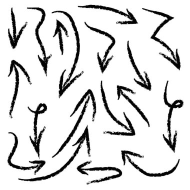 Beyaz arkaplana çizilmiş ok kümesi