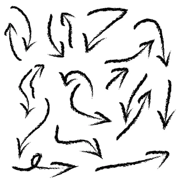 Beyaz arkaplana çizilmiş siyah oklar