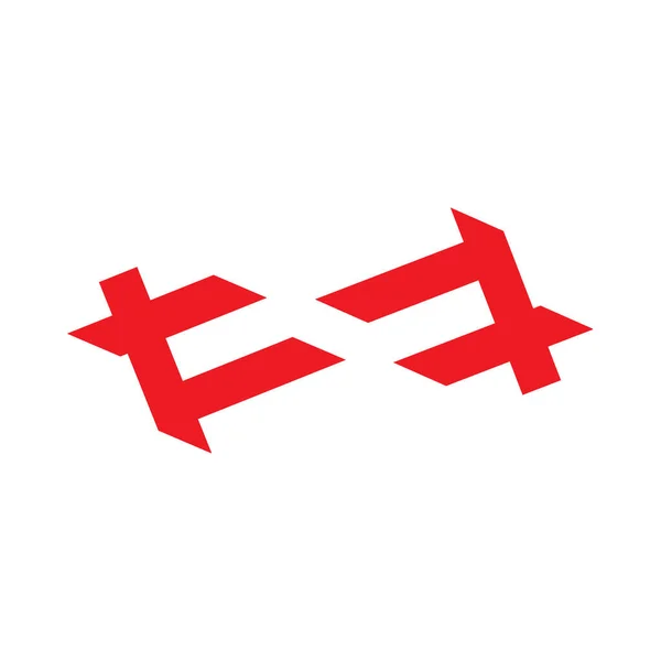 Beyaz arkaplanda kırmızı çift logo tipi dekoratif